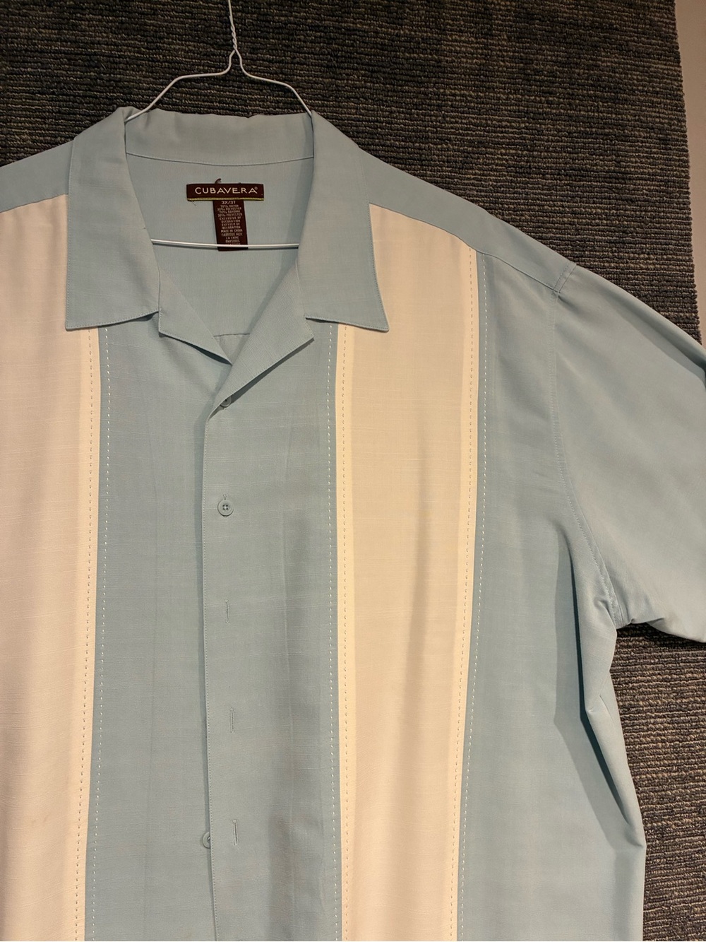 Cubavera Light Blue and White Short-Sleeve Guayabera-Style Shirt